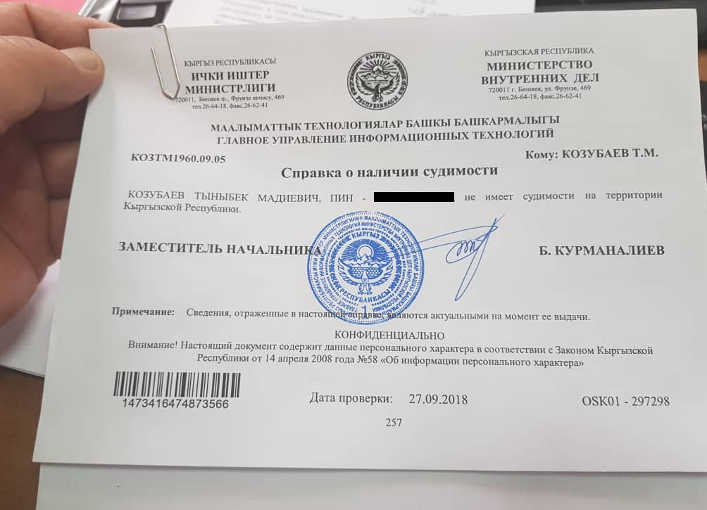 Статус регистрации ип. Справка о несудимости форма. Справка Киргизия. Печать на справке о несудимости. Справка о несудимости Киргизия.