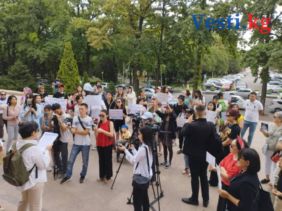 В Бишкеке прошел очередной митинг активисток против депутата Атазова (видео)