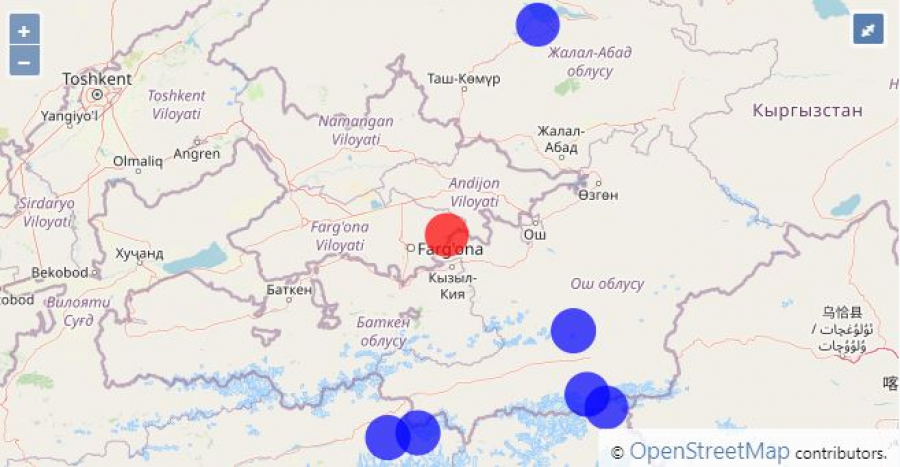 На кыргызско-узбекской границе сегодня произошло землетрясение