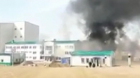 В Таласе горит недостроенная фабрика «Джеруй» (видео)