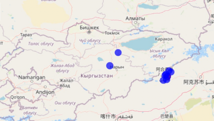 В Китае произошло 6 землетрясений, которые ощущались в Кыргызстане