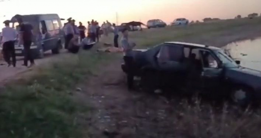 Близ Кара-Балты машина упала в пруд, утонули 6 детей (видео с места)