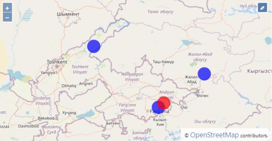 На юге Кыргызстана сегодня зафиксированы два землетрясения