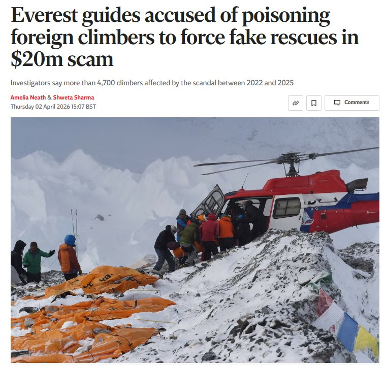 Туристов на Эвересте травили свои же гиды, чтобы заработать на их спасении